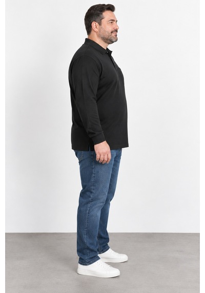 Bihan Store Erkek Battal Boy Petekli Uzun Kol Sweat 26k-116-siyah