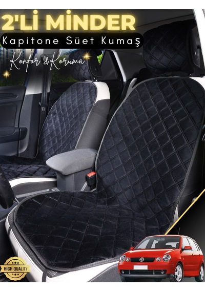 Volkswagen Polo Uyumlu 2'li Süet Oto Koltuk Minderi Terletmez Universal Oto Aksesuar A2 Siyah