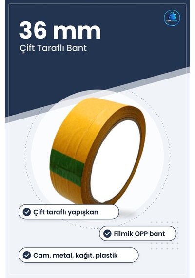Çift Taraflı Opp Filmik Bant 36 Mm X Yrd Yapışkan Mobilya Plastik