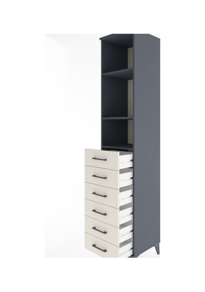 Hyperion Dolap 3 Raflı 6 Çekmeceli 44x44x221 Antrasit-aytaşı Antrasit