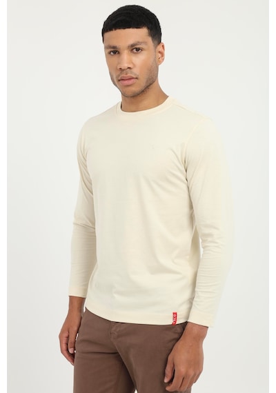 Dufy Bej Basic O Yaka Erkek Uzun Kollu T-shirt-25485