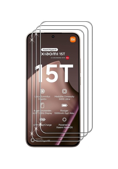 Xiaomi 15t İle Uyumlu Ekran Koruyucu Şeffaf Temperli Kırılmaz Cam Ekran Koruyucu 3 Adet