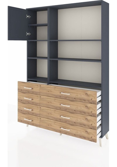 Arges Dolap 7 Raflı 8 Çekmeceli Tek Kapaklı 132x30x195 Antra... Antrasit Arges Dolap 7 Raflı 8 Çekmeceli Tek Kapaklı 132x30x195 Antra... Antrasit