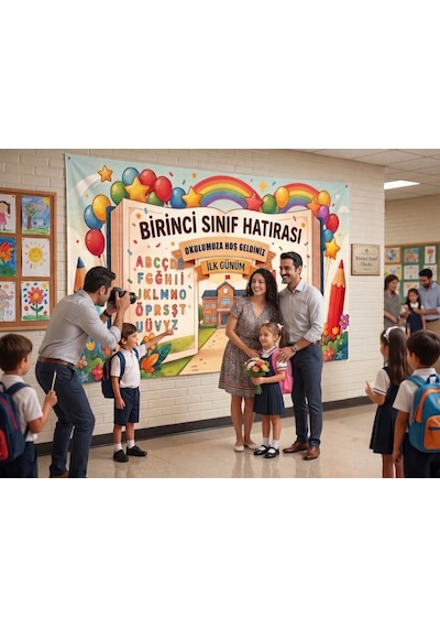 Birinci Sınıf Hatırası Okul Posteri Kendinden Yapışkanlı Duvar Folyosu 270x135 Cm