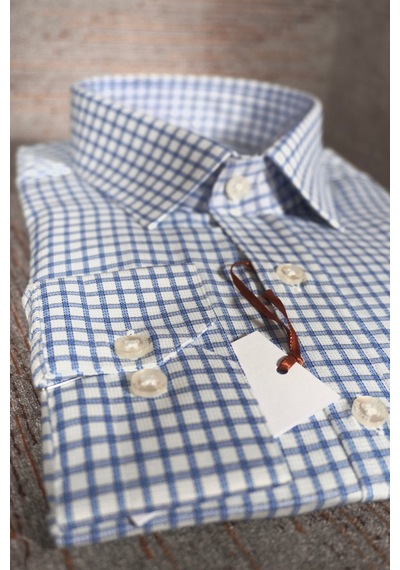 Elitpark Kareli Mavi Pamuklu Erkek Gömlek