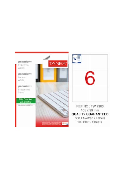 Tanex Laser Etiket 100 Yp 105X99 Laser-Copy-Inkjet  Tw-2303