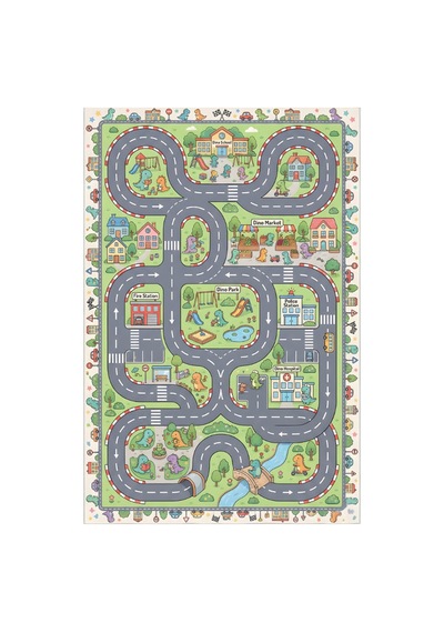 Kartela Halı Dino Kasaba Kaymaz Taban Çocuk Oyun Halısı - 160 x 240 CM
