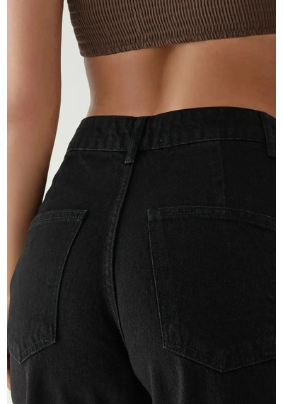 Hiccup Yüksek Bel Wide Leg Kot Pantolon Siyah