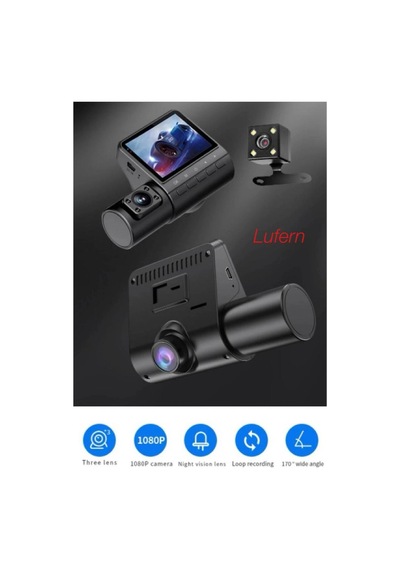Yüksek Kaliteli M80 3 Lens Araç Kamerası Gece Görüş Video Kaydı Bluetooth Desteği Kablosuz Siyah