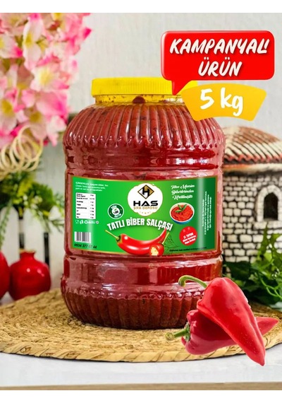 Has Şifa Deposu Gaziantep Güneş Kurusu El Yapımı Tatlı Biber Salçası 5 KG