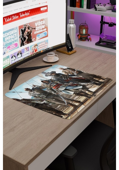 Assasin's Creed Kaymaz Dikişli Kauçuk Oyuncu Mousepad V4 - 48x40 Xl Gaming Mouse Pad Fare Altlığı
