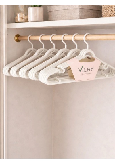 Vichy 5 Li Kaymaz Çok Amaçlı Askı 42,2 Cm Krem Renk Elbise & Pantolon Askısı Vch-7018 Açık Bej