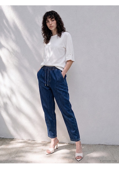 Lcwaıkıkı Curve Lacivert Beli Lastikli Straight Fit Kadın Jean Pantolon