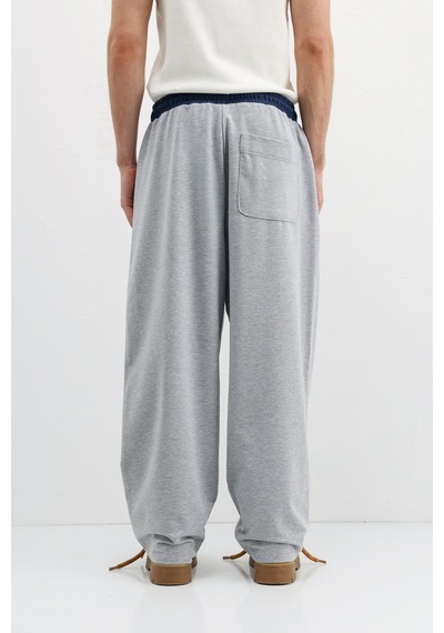 Vamos Baggy Fit Eşofman Alt V80-41 Gri Melanj