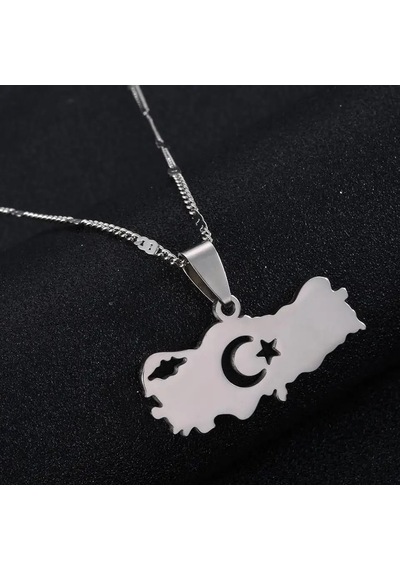 Herşey Nota Türkiye Haritası Ay Yıldız Çelik Kolye