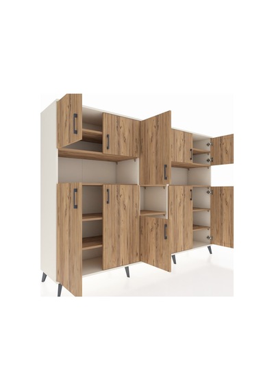 Hyperion Dolap 14 Raflı 10 Kapaklı 220x44x163 Aytaşı-çam Aytaşı-çam