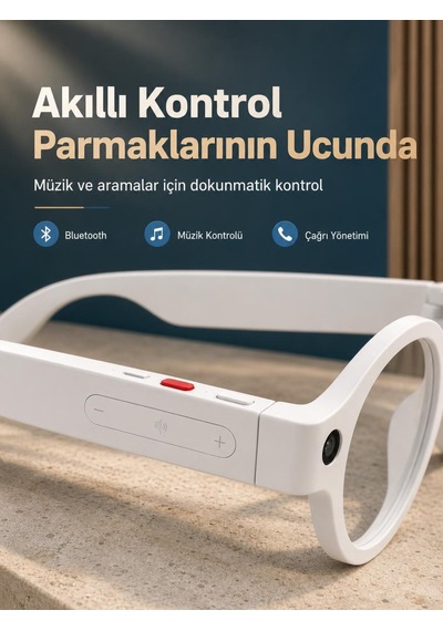 Bluetooth Bağlantılı Yapay Zeka Akıllı Gözlük 3 Lensli Beyaz