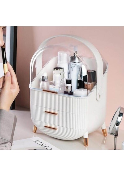 Piev House By House 2 Si 1 Arada Makyaj Ve Takı Küpe Kolye Bujiteri Düzenleyici Organizer Set Krem