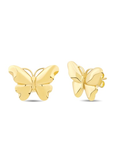 14 Ayar Butterfly Altın Tasarım Küpe Sarı