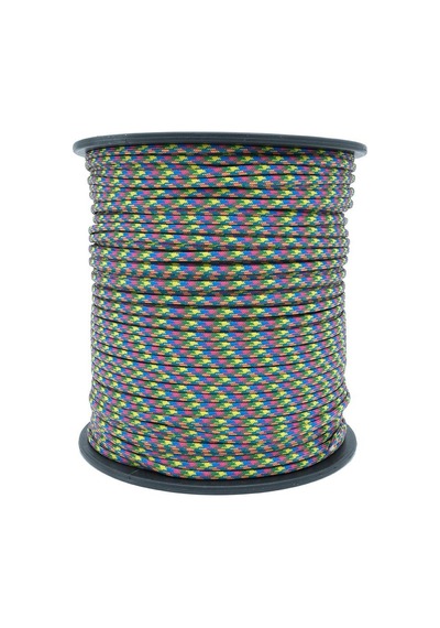 Mg Ropes Paracord İp 4 Mm Mor Yeşil Desenli No:36 10 Metre Çok Renkli
