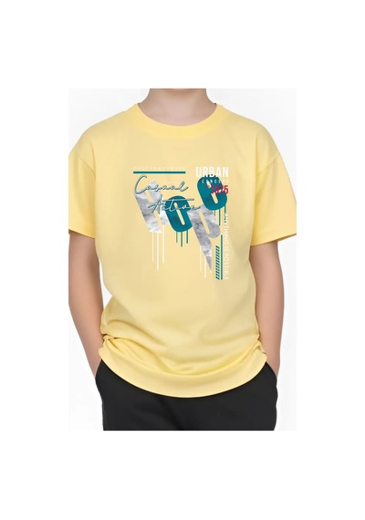 Panios Kids Hope Baskılı Erkek Çocuk Yuvarlak Yaka Kısa Kollu T-shirt Sarı
