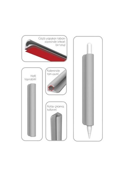 Tüm Stylus Kalemlere Ve Normal Kalemlere Uyumlu Yapışkanlı Silikon Kalem Tutucu Mor 165-Koyu Yeşil