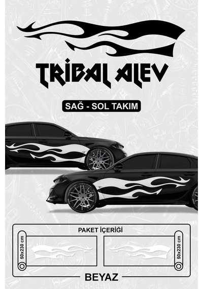 Tribal Alev Yan Gövde Sticker Beyaz - 831599034