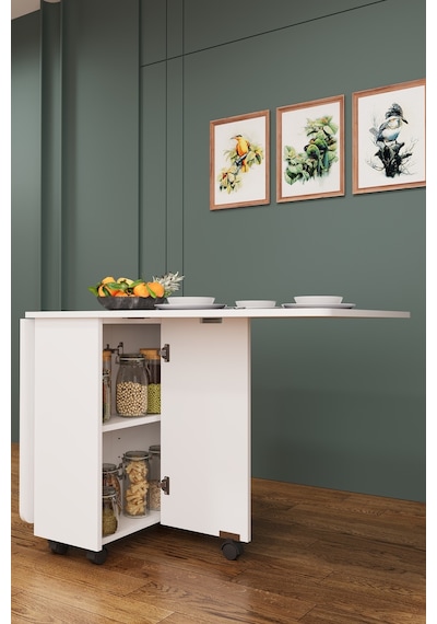 Asra Trend KM-12 %100 MDF 155x70 cm Katlanır Akıllı Mutfak Masası Tekerlekli Servis Masası Beyaz Asra Trend KM-12 %100 MDF 155x70 cm Katlanır Akıllı Mutfak Masası Tekerlekli Servis Masası Beyaz