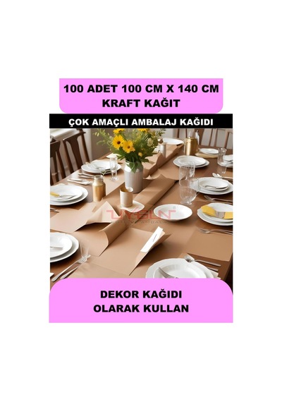 100 Adet 100cm X 140cm 100 Gr. Kraft Ambalaj Kağıdı, Çeyiz Ev Eşyası Hediye Ürün Paketleme, Çocuk Etkinlikleri