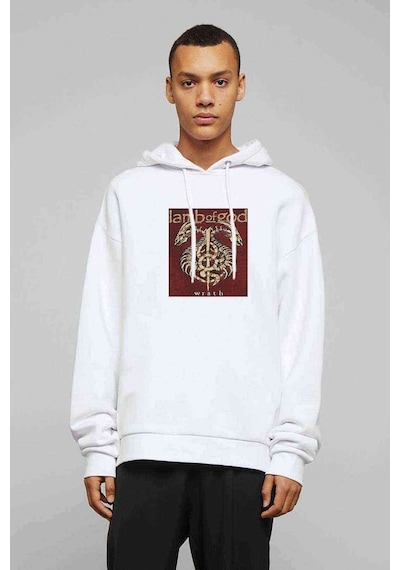 Lamb Of God Bordo Wrath Baskılı Beyaz Erkek Örme Kapşonlu Sweat