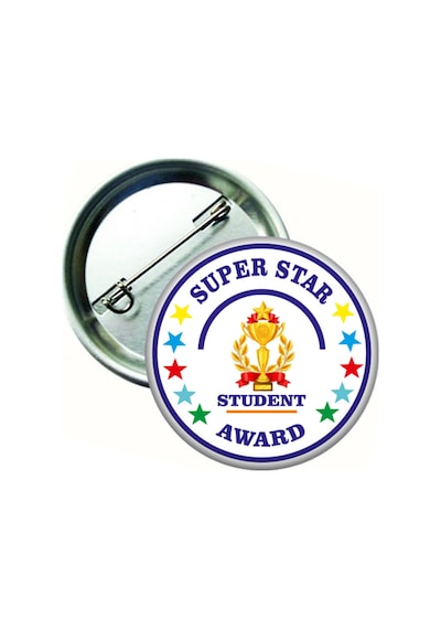 Super Star Student Award İngilizce Öğrenci Rozeti 20 Adet Beyaz
