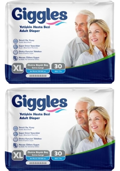 Giggles Belbantlı Yetişkin Hasta Bezi XL 2 x 30'lu Giggles Belbantlı Yetişkin Hasta Bezi XL 2 x 30'lu