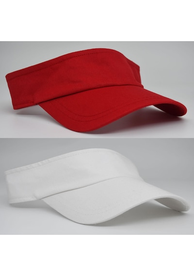 Şapkadan Uv Koruyuculu Unisex Siperlikli Tenisci Şapka 2'li Set 45645dr56943 Kırmızı-beyaz
