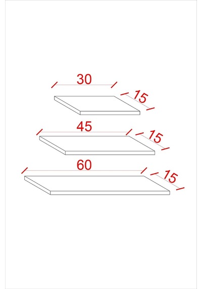 Asra Trend Modern 3'lü Uçan Raf%100 Mdf Çok Amaçlı Duvar Rafı Dekoratif Düzenleyici Kitaplık Seti Drf-02 Petra Diğer