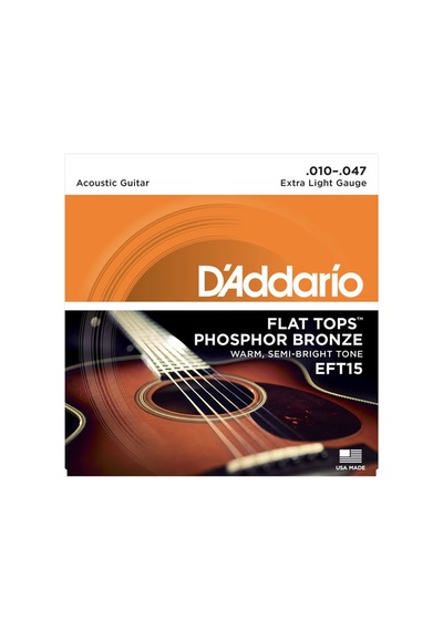 D'addario Eft15 Flat Tops Akustik Gitar Tel Seti Profesyonel Phosphor Bronze 10-47 Kalınlık, Cilalanmış Pürüzsüz Yüzey Ve Sıcak Akustik Tınılar