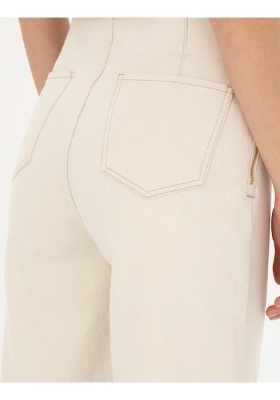 Pierre Cardin Kadın Krem Pantolon Kanvas-chino 50289795-vr071