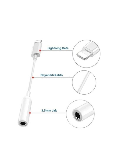 Hs Apple Uyumlu iPhone Lightning Telefon Kulaklık Çevirici Aux Dönüştürücü Aparat