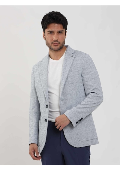 Dufy İndigo Erkek Slim Fit Armürlü Mono Yaka Ceket - 104434-ındigo İndigo