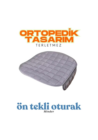 Gri Kadife Yüzeyli Ön Tekli Araba Oturak Minderi Kaymaz, Evrensel Uyumlu Konforlu Tasarım