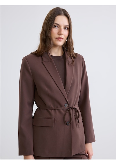 Lcw Everyday Kahverengi Beli Kuşaklı Kadın Blazer Ceket
