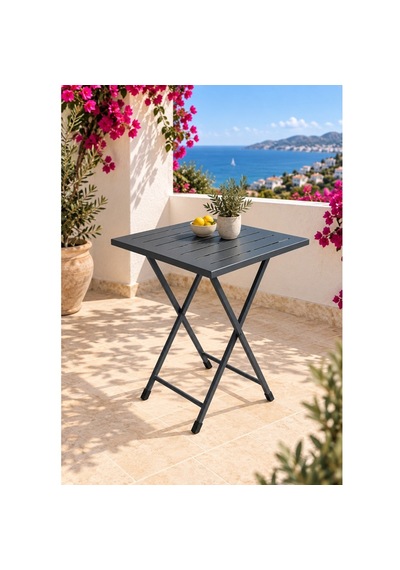 Katlanır Metal Balkon Bahçe Bistro Masa 50x50 Cm Kare Masa 75 Cm Füme 1649