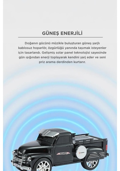 Premium Bluetooth Hoparlör Pickup Araba D54 Siyah Retro Radyolu Müzik