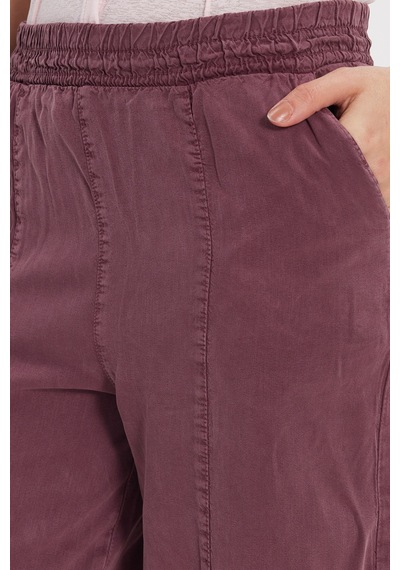 Tudors Kadın Relax Fit Rahat Kesim Beli Lastikli Yumuşak Dokulu Çift Cepli Mürdüm Pantolon-50657