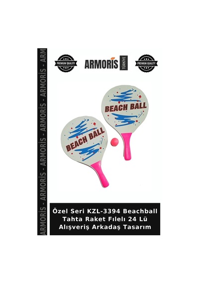 Özel Seri Kzl-3394 Beachball Tahta Raket Fılelı 24 Lü Alışveriş Arkadaş Tasarım Çok Renkli