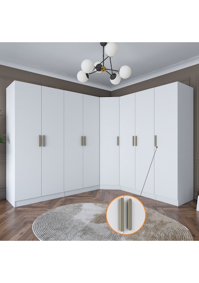 Rani Ba151 Geniş Köşe Gardırop Elbise Dolabı 8 Kapaklı 2 Çekmeceli 18 Raflı 4 Askılı Modüler Dolap Beyaz Rani Ba151 Geniş Köşe Gardırop Elbise Dolabı 8 Kapaklı 2 Çekmeceli 18 Raflı 4 Askılı Modüler Dolap Beyaz