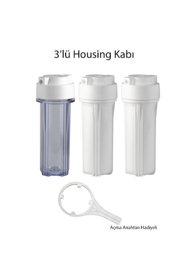 SUZUKI Technology Su Arıtma Cihazı 10’’ 3 ’lü Filtre Kabı ( Housing ) Çift O - Ringli Seti