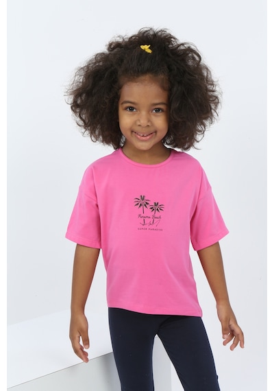 Toontoy Kids Toontoy Kız Çocuk Panama Beach Baskılı Tişört Fuşya
