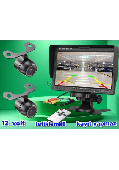 2 Ad. Kelebek Kamera + 7'' Monitör Seti Kayıt Yapmaz 12 Volt