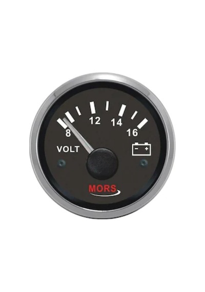 Mors Voltmetre Göstergesi 12V Siyah 55Mm Siyah