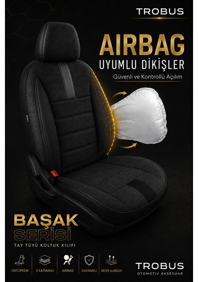 Opel Zafira 5 7 Kişi Oto Koltuk Kılıfı 2003-2011 Siyah Başak Serisi Tay Tüyü Tam Set Siyah